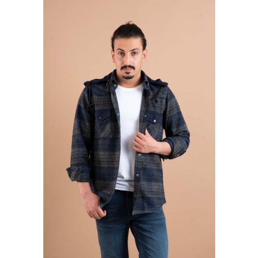 Double Pocket Slimfit Hooded Men's Lumberjack Shirt