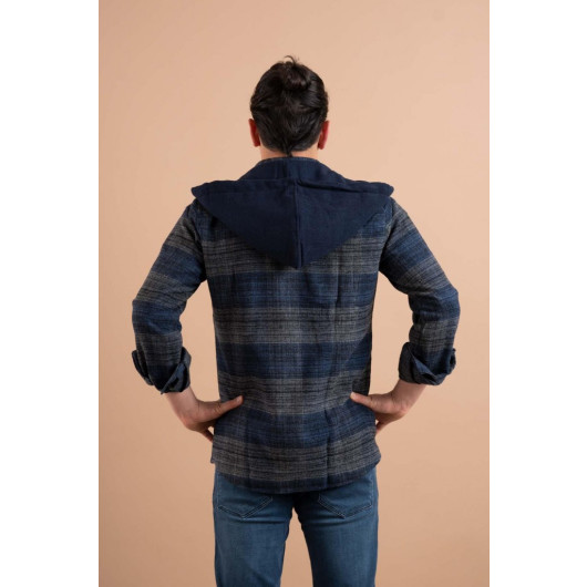 Double Pocket Slimfit Hooded Men's Lumberjack Shirt