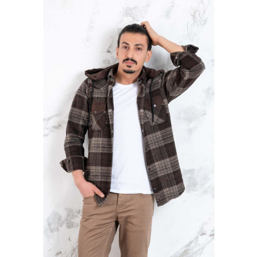 Double Pocket Slimfit Hooded Men's Lumberjack Shirt