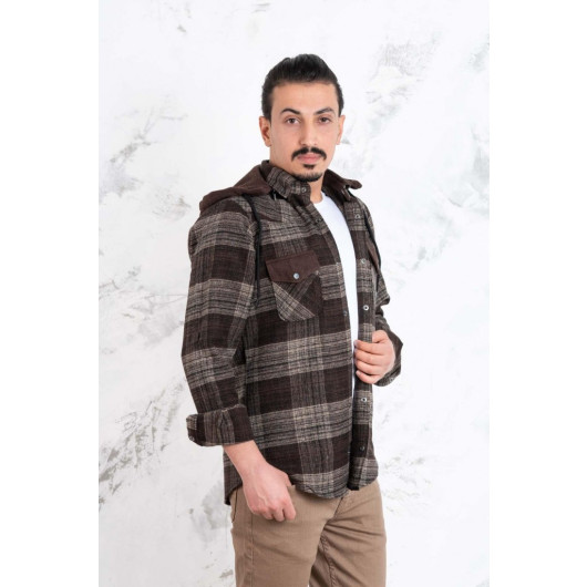 Double Pocket Slimfit Hooded Men's Lumberjack Shirt