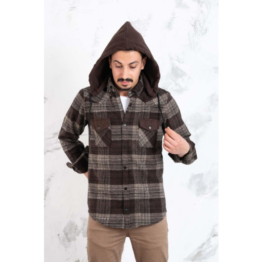 Double Pocket Slimfit Hooded Men's Lumberjack Shirt