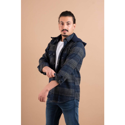 Double Pocket Slimfit Hooded Men's Lumberjack Shirt