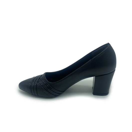 De Scario Black Satin Rogan Leather Women's Daily Shoes 213