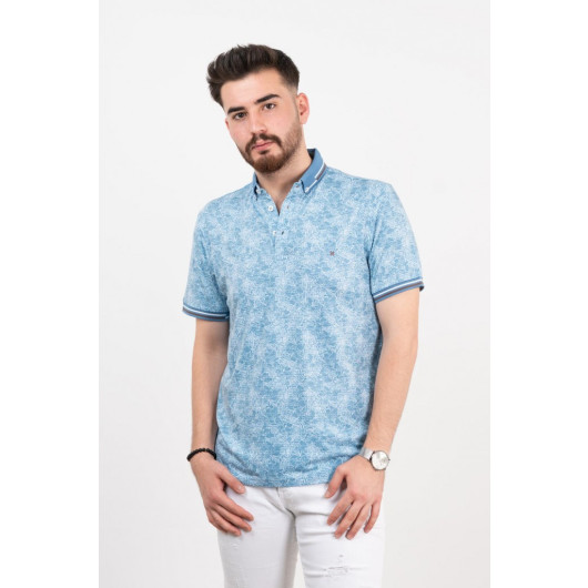 Patterned Lycra Digital Printed Slimfit Men's T-Shirt