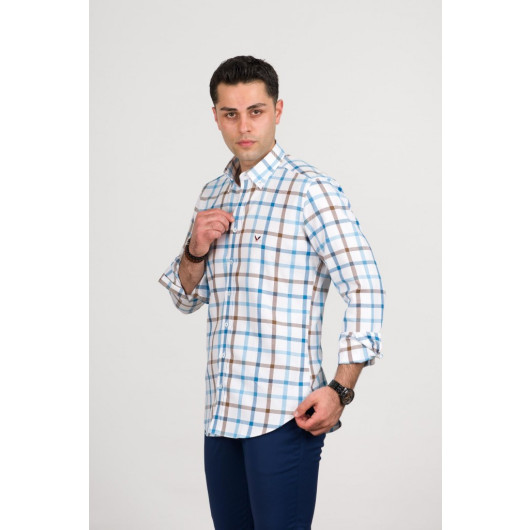 Dorss Regular Fit Cotton Collar Buttoned Plaid Premium Series Men's Shirt