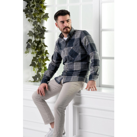 Dorss Slimfit Double Pocket Plaid Men's Lumberjack Shirt