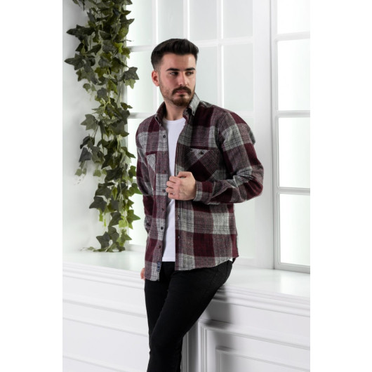 Dorss Slimfit Double Pocket Plaid Men's Lumberjack Shirt