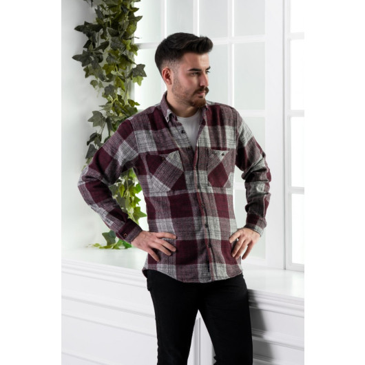 Dorss Slimfit Double Pocket Plaid Men's Lumberjack Shirt