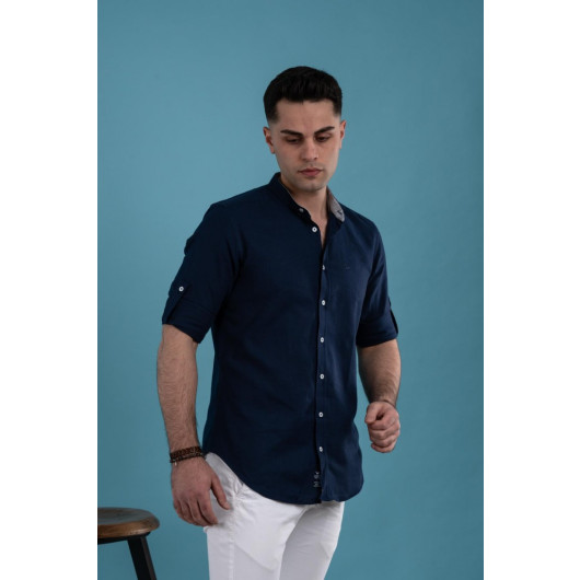 Dorss Slimfit Collar Linen Summer Men's Shirt