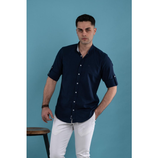 Dorss Slimfit Collar Linen Summer Men's Shirt