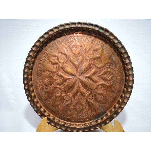 Tray / Copper Plate With Prominent Engravings And Decorations From Ancient Heritage / Copper Antiques