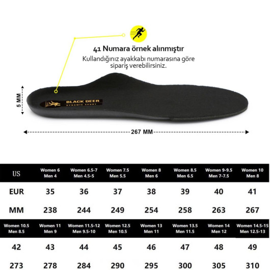 Black Deer Dynamic Sport Black Shoe Insoles