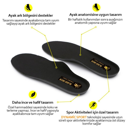 Black Deer Dynamic Sport Black Shoe Insoles