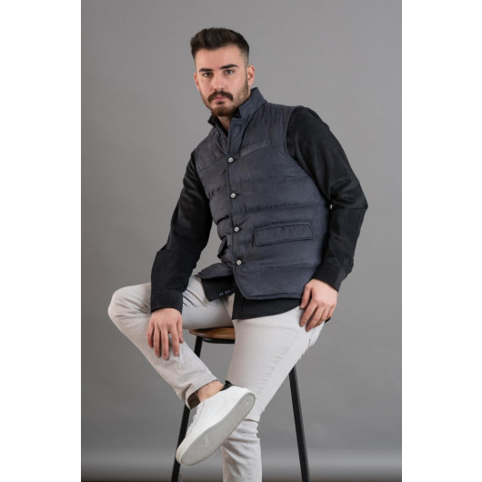 Ecer Nubuck Fabric Regular Fit Buttoned Men's Inflatable Vest