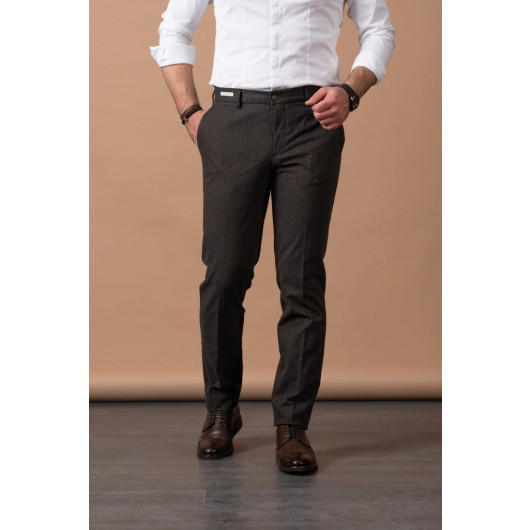 Ecer Regular Men's Fit Patterned Cotton Winter Trousers