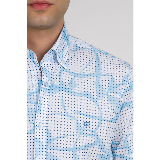 Ecer Regular Fit Patterned Cotton Long Sleeve Men's Shirt