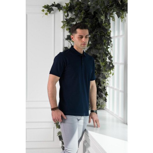Ecer Regular Fit Lacost Fabric Polo Collar Cotton Men's T-Shirt