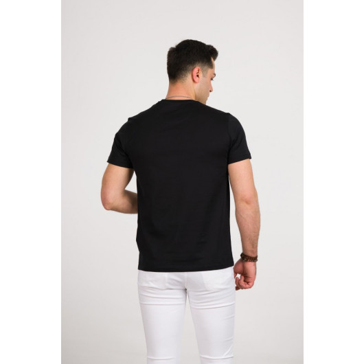 Ecer Regular Fit Superfine Cotton Zero Collar Printed Men's T-Shirt