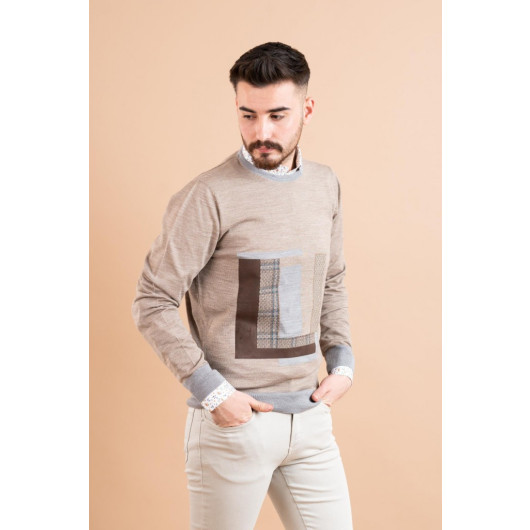 Ecer Slimfite Piece Patterned Fine Knitwear Men's Sweater