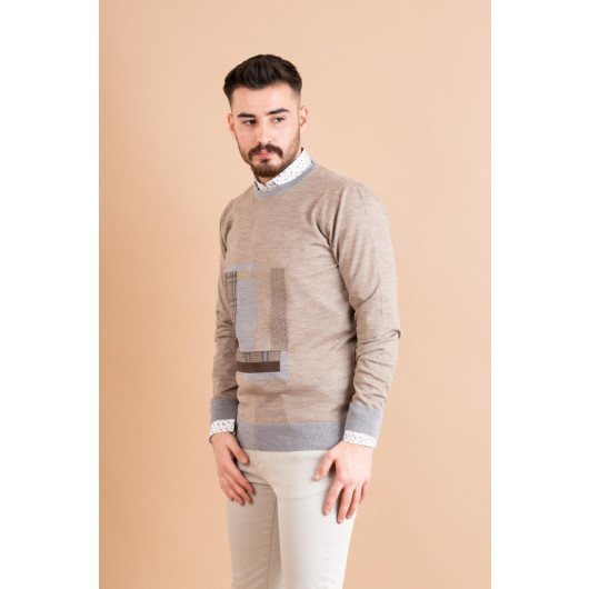 Ecer Slimfite Piece Patterned Fine Knitwear Men's Sweater