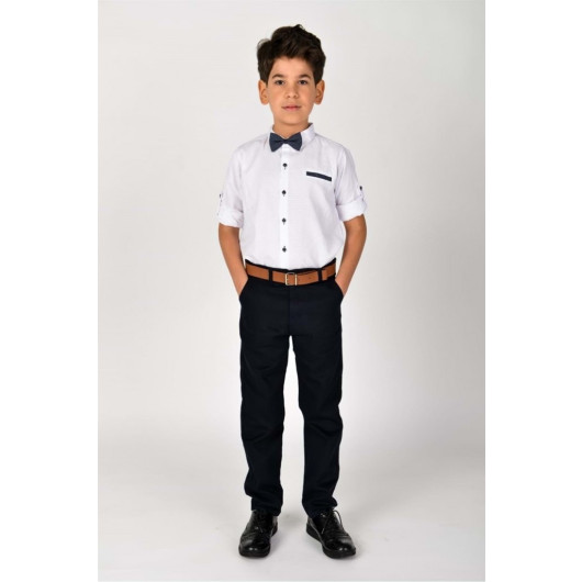 Boys Shirt And Bow Tie Belt Suit