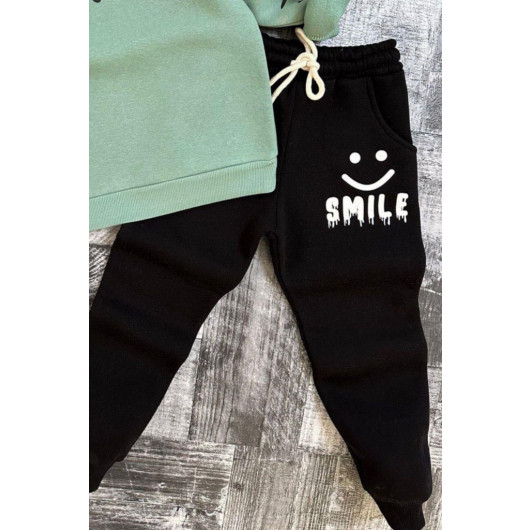 Boys Aqua Green Sports Suit Set With A Smiley Print