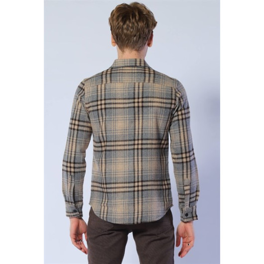 Men's Shirt Plaid Brown