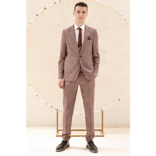 Men - Suit - Dress - 6 Drop - Claret Red - Mdv102