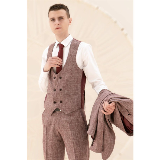 Men - Suit - Dress - 6 Drop - Claret Red - Mdv102