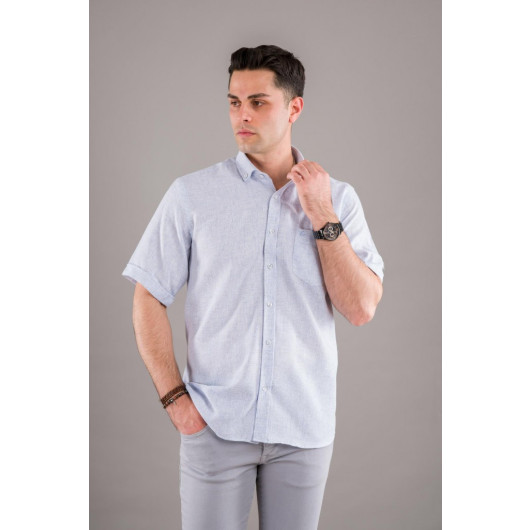 Evrytime Classic Cut Pocket Mesh Fabric Short Sleeve Summer Cotton Men's Shirt