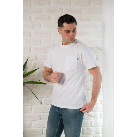 Fbi Men's Summer T-Shirt With Pocket Cycle Collar Slimfite Cotton