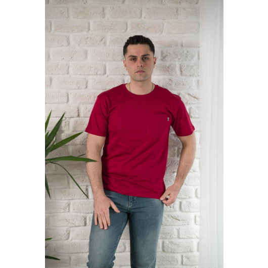 Fbi Men's Summer T-Shirt With Pocket Cycle Collar Slimfite Cotton