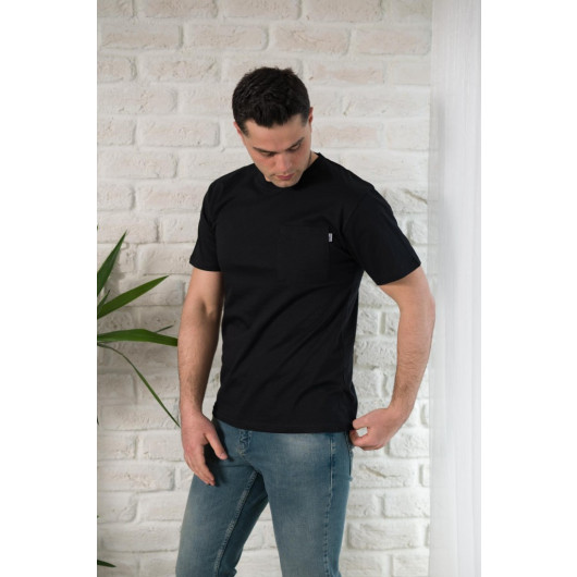 Fbi Men's Summer T-Shirt With Pocket Cycle Collar Slimfite Cotton