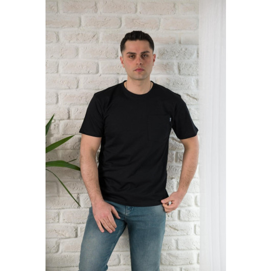 Fbi Men's Summer T-Shirt With Pocket Cycle Collar Slimfite Cotton