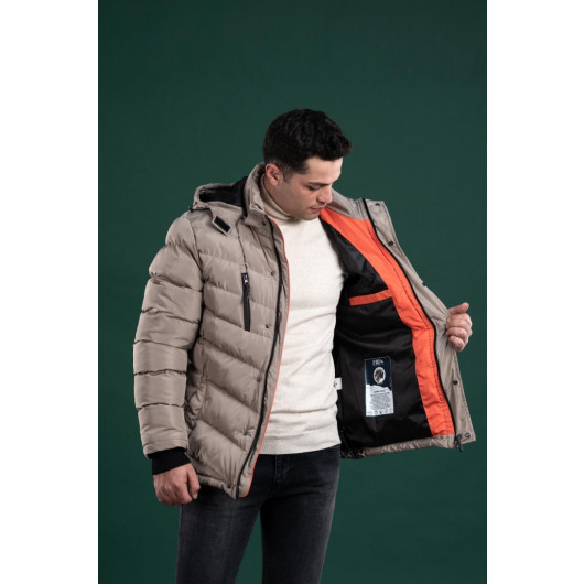 Fbi Slimfite Hooded Lined Men's Inflatable Jacket With Zipper