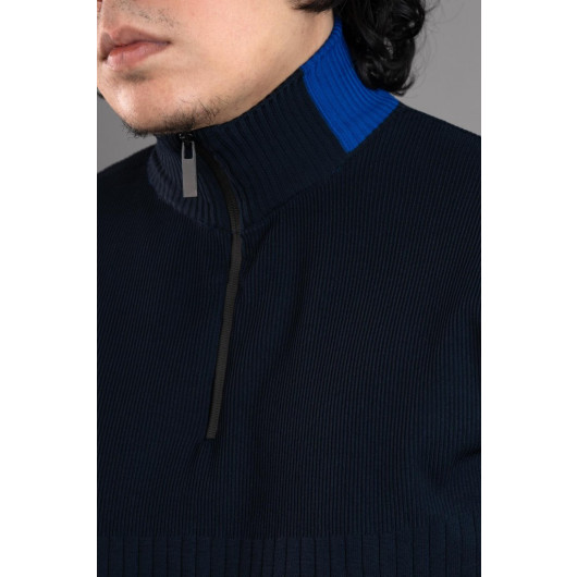 Zipper Collar Half Fisherman Lycra Men's Sweatshirt