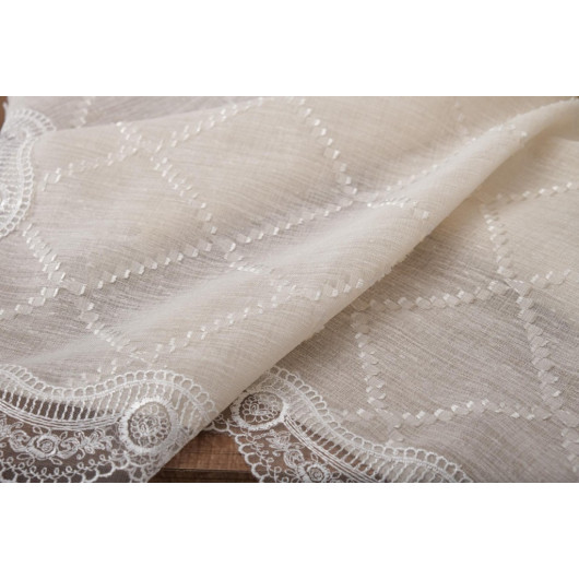 Linen Polyester Jacquard Fabric Cream Table Cloth 150X210 Cm - Finezza Asos