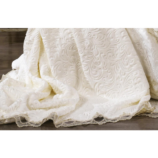 Luxury Guipure Poly/Cotton Fabric Cream Dowry Set 12 Pcs