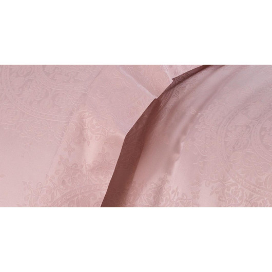 طقم غطاء لحاف مزوج قماش جاكار بامبو (الخيزران) بلون البودرة ( الزهري الفاتح )  6 قطع - Finezza Tiara