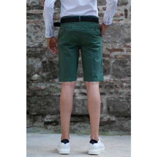 Gabardine Fabric Filled Patterned Cotton Regular Fit Chino Side Pocket Men's Shorts