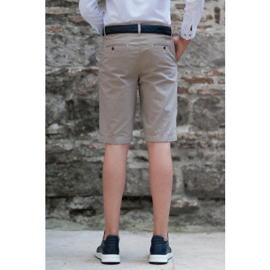 Gabardine Fabric Filled Patterned Cotton Regular Fit Chino Side Pocket Men's Shorts