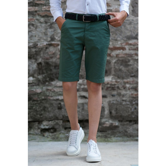 Gabardine Fabric Filled Patterned Cotton Regular Fit Chino Side Pocket Men's Shorts