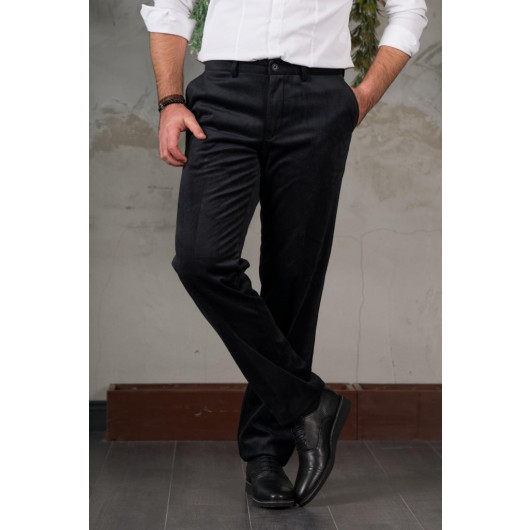 Thin Ribbed Regular Cut Piping Men's Corduroy Trousers