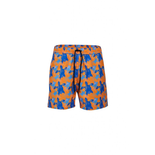 Men's Swimming Shorts Decorated In Blue And Orange