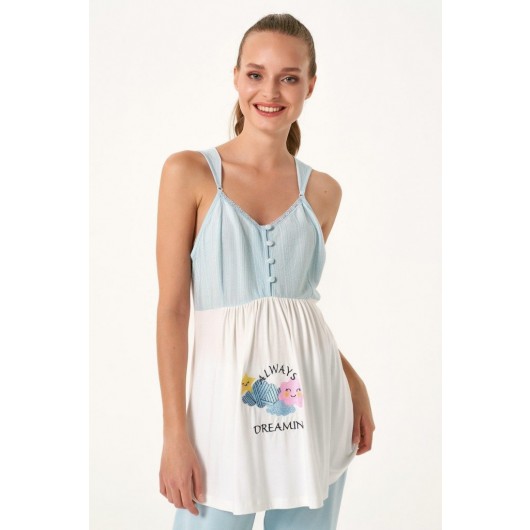 A Postpartum Pajama Set With A Soft And Elegant Morning Robe Consisting Of 3 Pieces