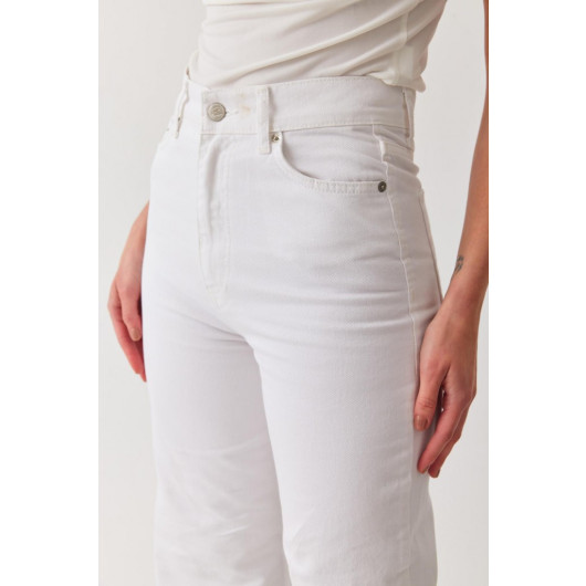 Women's White High Waist Wide Leg Loose, Loose Palazzo Jeans