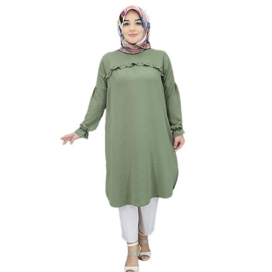 Women Front Frill Detailed Hijab Tunic