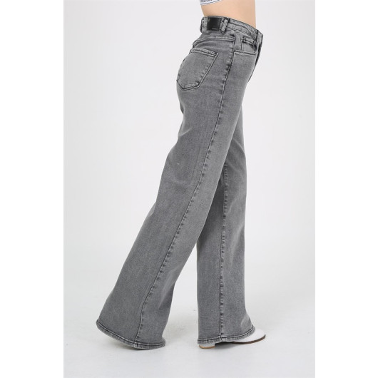 Gray Cotton Women's Jeans