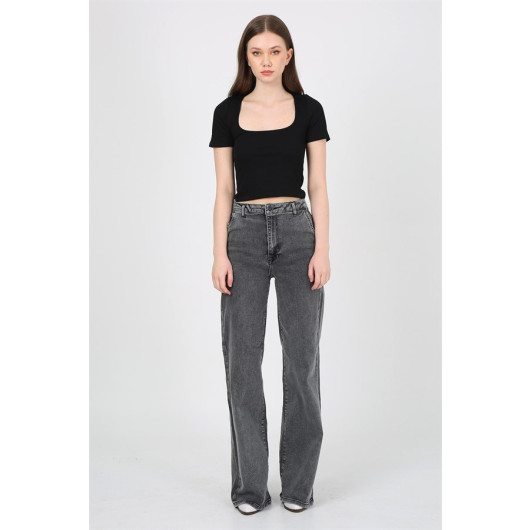 Gray Cotton Women's Jeans