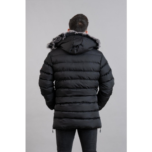 Hooded Quilted Inner Fleece Men's Inflatable Coat